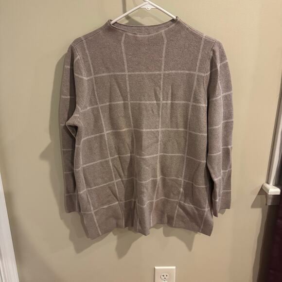 Loft Women’s Window Pane Mock Neck Tan Sweater Size L - Picture 1 of 6